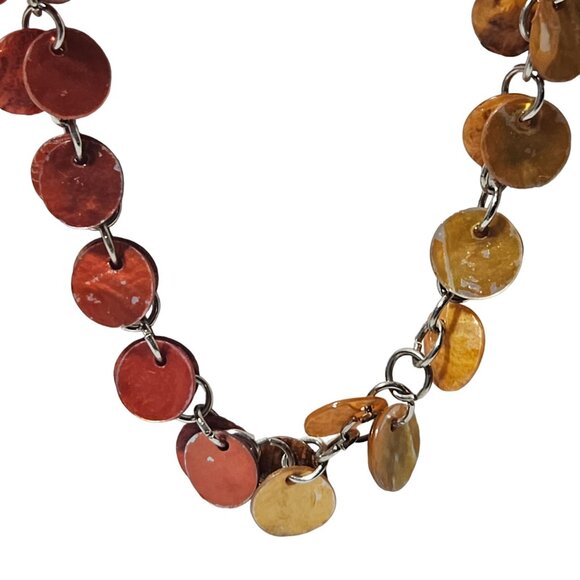 Rainbow Disc Chain Necklace Statement Pride Boho Fashion Jewelry Women - Picture 2 of 8